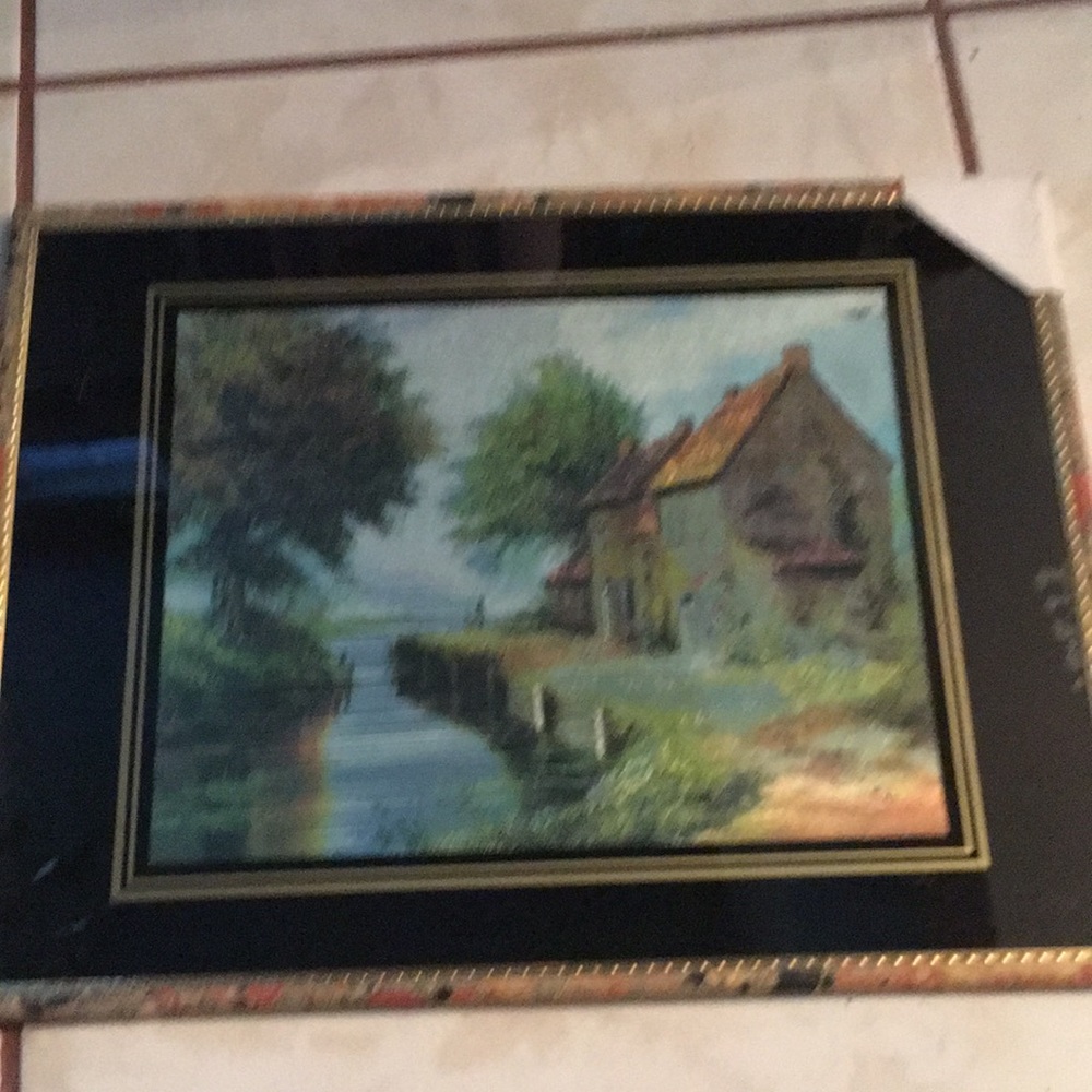 NWOT & vintage framed metallic foil art picture